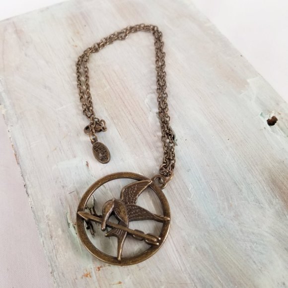 Mockingjay Necklace Unisex Bronze Treena Bean Hunger Games - Picture 3 of 15